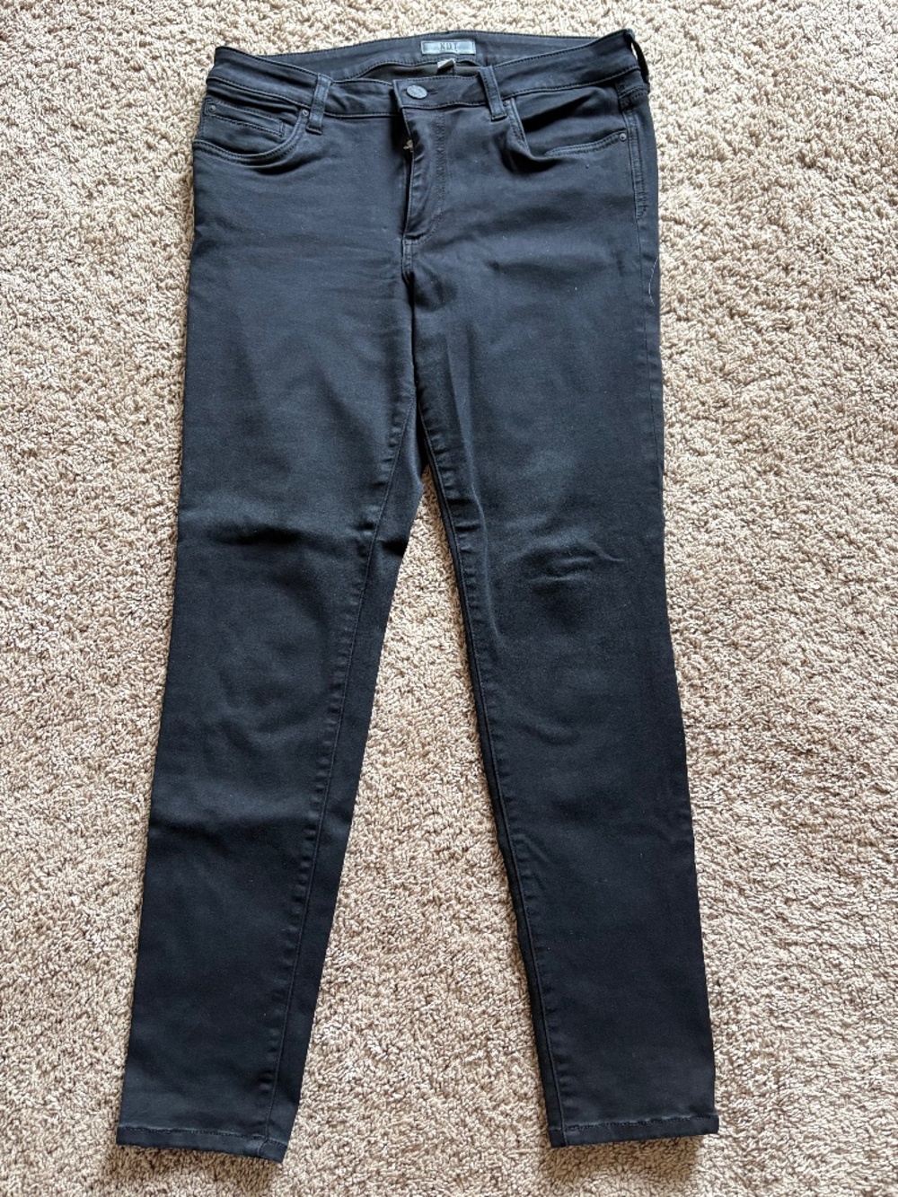 KUT from the Kloth Mia Toothpick Mid Rise Black Skinny Jeans Size 12